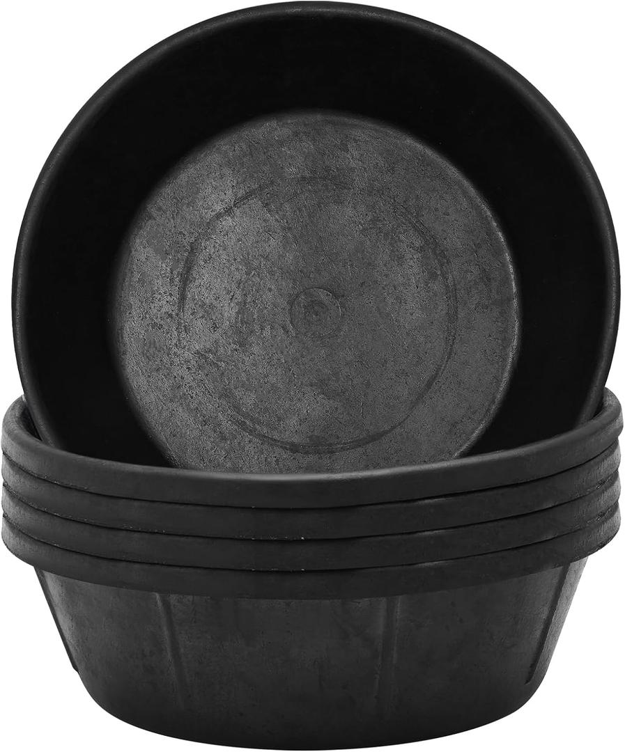 Sadnyy 5 Pcs Rubber Feeder Pan 8 Quart Livestock Feed Pan Rubber Feeder Tubs for Horses Large Utility Horse Feed Bucket Dog Bowl for Goats Pig Chicken Dust Bath Animal Feeding, 14.5 x 4.5 Inches