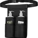 SITHON Massage Bottle Bag, Professional Massage Therapist Holster for 2 Bottles, Lotion Oil Waist Holder Organizer with Adjustable Belt, Multiple Pockets (Bag Only) (Black)