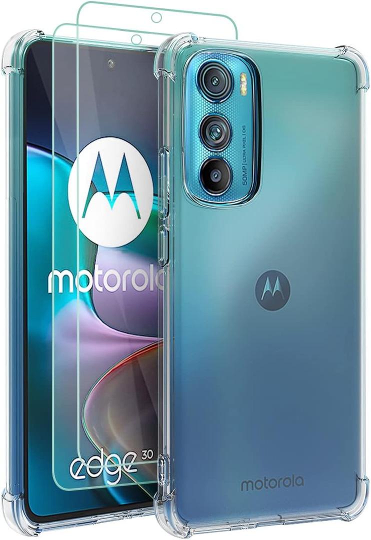 Osophter for Motorola Edge 2022 Case Clear, Moto Edge 2022 Case Transparent with Screen Protector Reinforced Corners TPU Shock-Absorption Flexible Cell Phone Cover(Clear)
