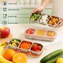 QCQHDU Snack Containers, Reusable Stainless Steel 3 Compartment Condiment Metal Bento Lunch Box with Lids, Divided Snack Food Storage Lunchable Containers for Home, Work, Travel, Camping, 3 Pack