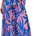 PRETTYGARDEN Women's 2 Piece Beach Vacation Outfit 2025 Casual Summer Floral Button Down Shirt Wide Leg Pants Matching Sets (Floral Pink Blue, Large)