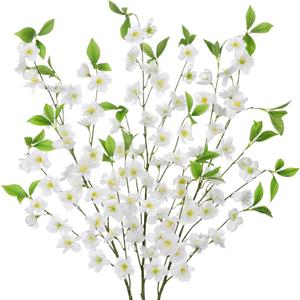 3 Pcs White Cherry Blossom Branches 39.4" Silk Flowers with Stems Long Stem Artificial Flowers for Spring Summer Indoor Decoration Faux Flower for Vase Arrangements Table Centerpiece Wedding Decor