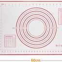 Rolling Pin and Silicone Baking Pastry Mat Set, Stainless Steel Dough Roller with Adjustable Thickness Rings, for Pizza, Pie, Pastries, Pasta, Cookies (Red)