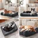 JOEJOY XL Orthopedic Dog Bed for Large Dogs Up to 80lbs - Extra Thick Foam Pet Bed Sofa with Bolster Sides, Large Sized Dog Couch Bed with Removable Washable Cover, Non-Slip Bottom, Grey (42"x30")