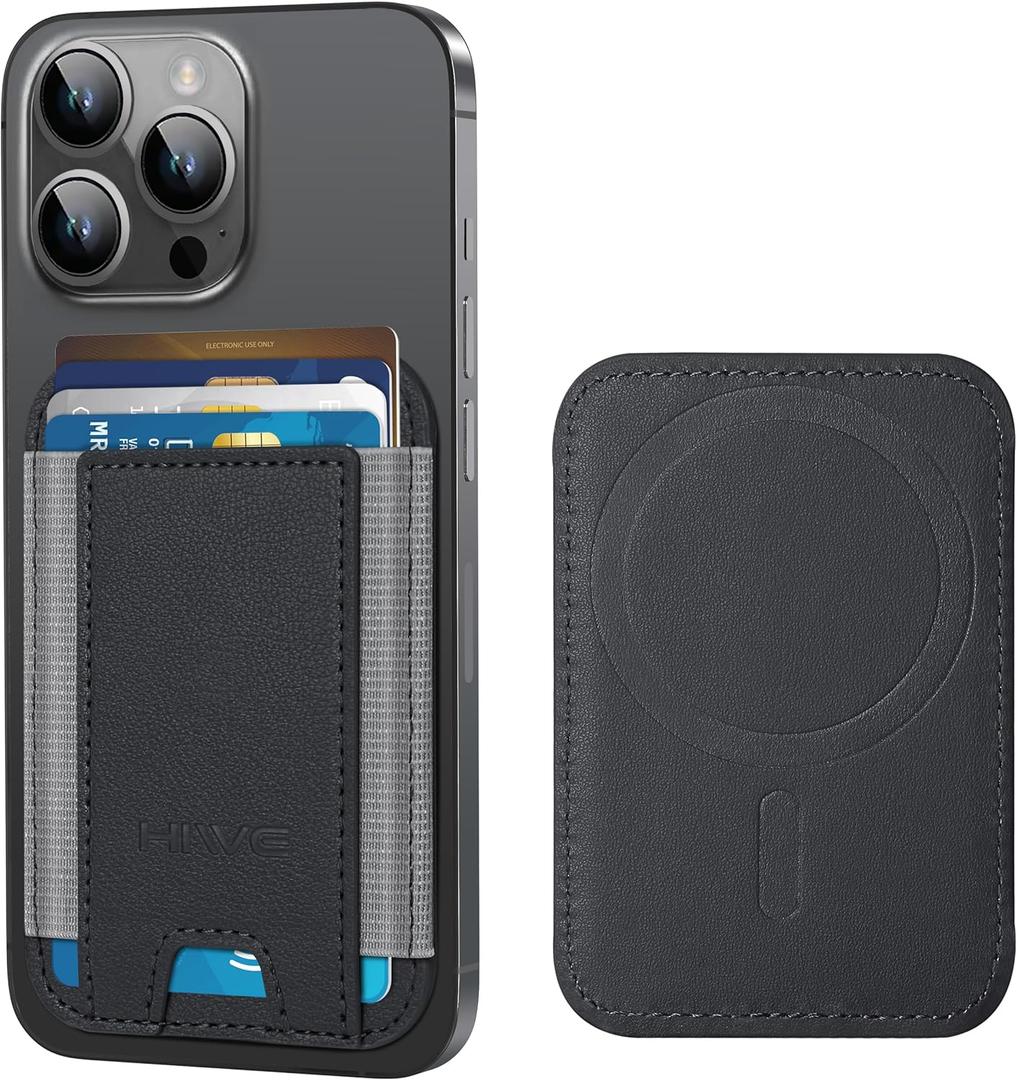 HiWe for MagSafe Wallet, Strongest Magnetic Wallet for iPhone 17/16/15/14/13/12 Series, 7 Cards Holder, Leather Minimalist Slim RFID, 1 Slot, Black & Grey HiWe for MagSafe Wallet, Strongest Magnetic Wallet for iPhone 17/16/15/14/13/12 Series, 7 Cards Holder, Leather Minimalist Slim RFID, 1 Slot, Black & Grey