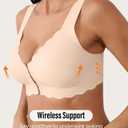 Front Closure Bras for Women Seamless Wireless Push Up Bra No Underwire Full Coverage Comfort Bras Mastectomy Bralettes (Beige, L)