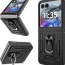 ATUMP for Motorola Razr 2024 Case/Razr 2025 Case[Not Fit Razr Plus 2024], Heavy Duty Shockproof with 360 Rotation Metal Kickstand [Military Grade] Protective Case for Moto Razr 2024/2025, Black