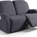 Ruaozz Recliner Sofa Covers Recliner Chair Covers Extra Wide Loveseat Recliner Slipcovers with Pockets Washable Furniture Protector with Elastic Bottom (2 Seater-X Large, Dark Gray)