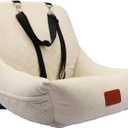 Dog Car Seat for Small Dogs, Ultra-Soft Fabric, 2 Storage Pockets & Safety Leash, Adjustable Straps, Easy to Install, Fully Detachable and Washable(Beige)