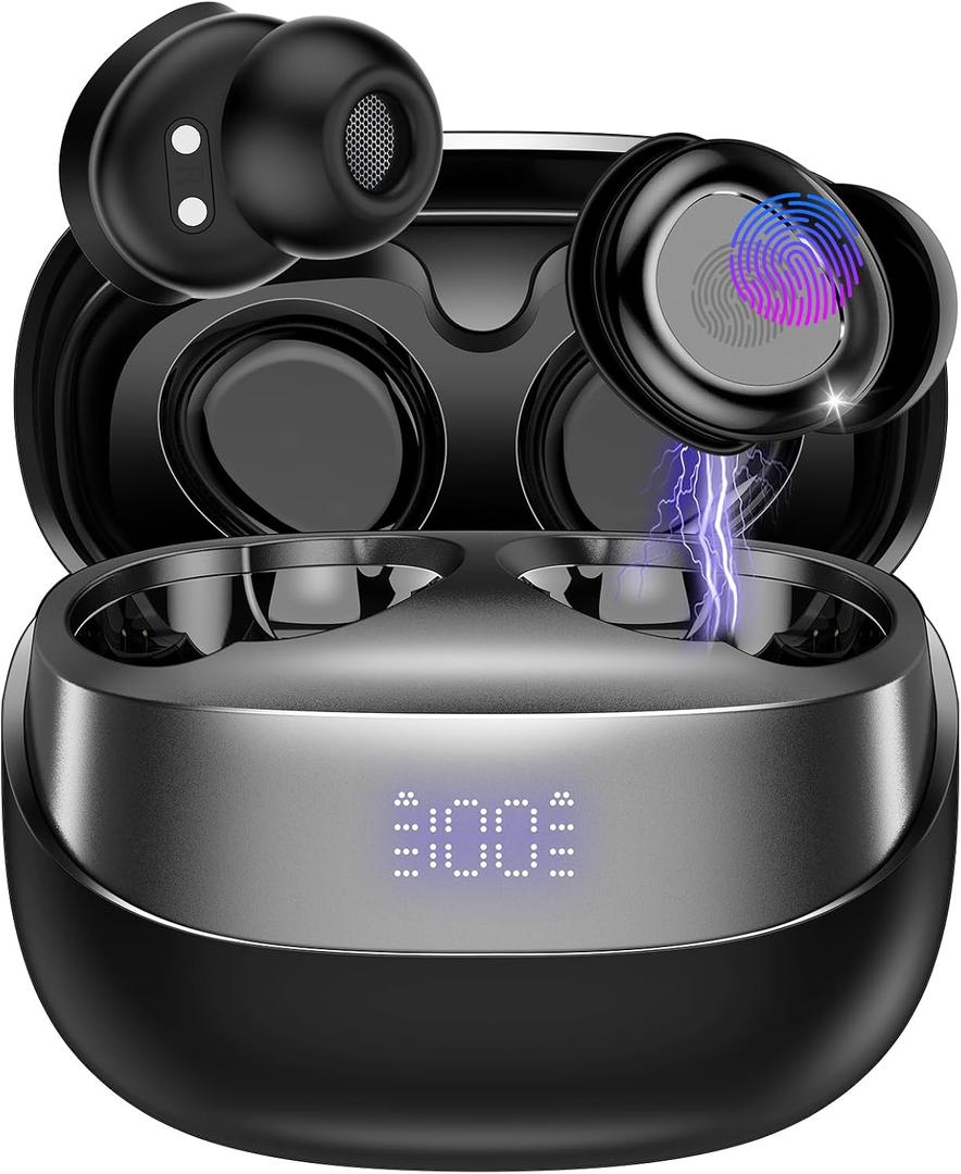 Sleep Earbuds Bluetooth 5.4 in Ear Light-Weight Headphones, Mini Sleep Headphones Small Design for Side Sleepers, 47H Playtime with Charging Case, Deep Black