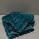 FUTEI Teal Green Throw Pillow Covers Set of 2, 16x16 Inch Soft Faux Rabbit Fur Striped Texture Cushion Cases, Modern Decorative Couch Pillows for Living Room Bed