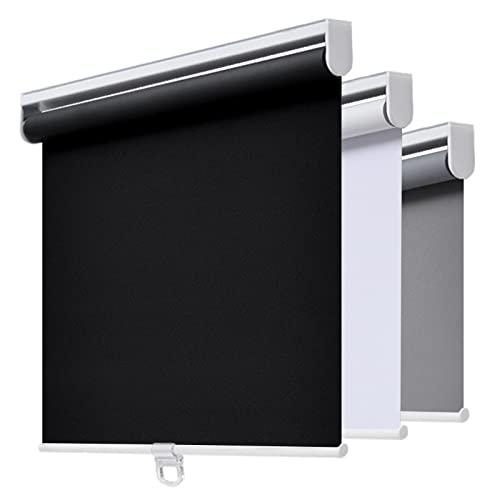 AOSKY Cordless Roller Shades Blackout Blinds for Windows Room Darkening Rolled Up Shades with Spring System, UV Protection Window Shades Door Blinds for Home and Office (36" W x 72" H, Black)