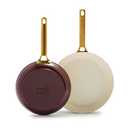 GreenPan Reserve Hard Anodized Healthy Ceramic Nonstick 8" and 11" Frying Pan Skillet Set, Gold Handle, PFAS-Free, Dishwasher Safe, Oven Safe, Merlot Red