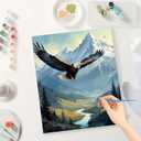 Eagle Flight Paint by Numbers Kit for Adults - DIY Mountain Painting on Canvas, Acrylic Paint Set, Suitable for Beginners, Ideal for Home Decoration or Gifts(16X20IN Framed)