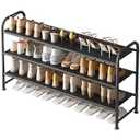 INGIORDAR Shoe Rack 3 Tier Long Storage Organizer Wide Metal Shoe Shelf for Closet Entryway Black