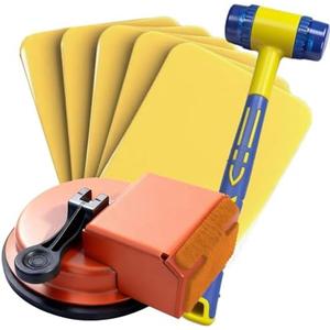 Magicbox Floor Gap Fixer Tool with 5PCS Sticky Pads and Rubber Mallet for Flooring Gap Repair, Compatable with Laminate Flooring, Solid Wood Flooring etc Orange, 180LBS Suction