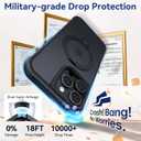 2 x 360 Spin Magnetic Stand (Pro-Version) for iPhone 16 Pro Case (Compatible with MagSafe) [Military Drop Protection] Matte Translucent Shockproof Protective Phone Case 6.3'', Black
