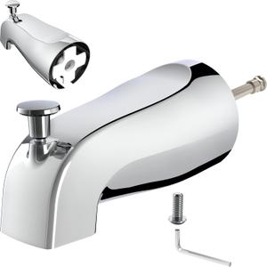 Gold Hao The Bathroom Universal Slip-On Tub Spout with Diverter - 5" Bathtub Faucet with Diverter, Easy to Install & Save Water Leaks in Minutes, Fit 5/8" Copper Pipe (Chrome)