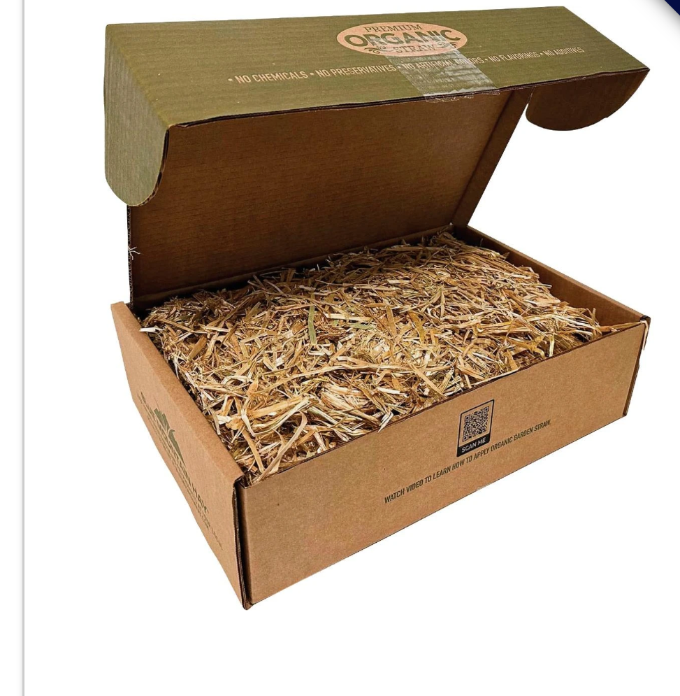Organic Garden Straw (5lb) | Blue Mountain Hay | Straw Mulch for Raised Bed Gardens, Yard Landscaping, New Lawn Grass Seed Plantings, Tomato & Vegetable Mulch | Covers up to 75 sq ft