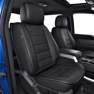 IKABEVEM for Ford F150 Seat Covers : 2009-2024 2025 2026 - F250/F350/F450 2017-2025 2026 Pick-up Truck Front Car Seat Covers (Black, 2PCS Front)