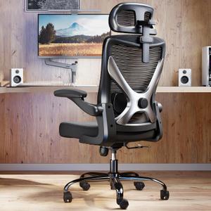 Ergalithic Ergonomic Office Chair - X-Shaped Computer Desk Chair Comfy, Gaming Chair, Office Chair with Lumbar Support, Mesh Office Chairs with Headrests, Desk Chair for Long Hours (Black Silver), 27.6 Inches X 17.3 Inches X 49.2 Inches