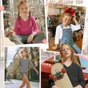 LessonZoo 4 Pack Girls' 3/4 Sleeve T Shirts, 4-Color, 5-6 Years