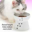 Necoichi Raised Cat Food Bowl  Ceramic Elevated Cat Bowl for Whisker & Neck Fatigue, Dishwasher Microwave Safe  Non-Slip & Anti Vomiting Ergonomic Design (Cats, Large, 2-Cup Capacity)