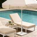 Patio Umbrella Base, 43lbs, Outdoor Heavy Duty Square Concrete Stand Market Umbrella, White
