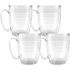 Tervis 16oz Clear Insulated Mug Collection - 4pk, Keeps Drinks Cold & Hot, Made in USA, BPA-free, Transparent, Reusable Coffee Cup