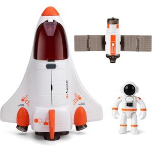 Spaceship Shuttle Toy for Kids, Space Rocket with Astronaut , Spacecraft Playset with Light and Sound, Real Steam/Vapour Function, Role Play Astronauts Toy