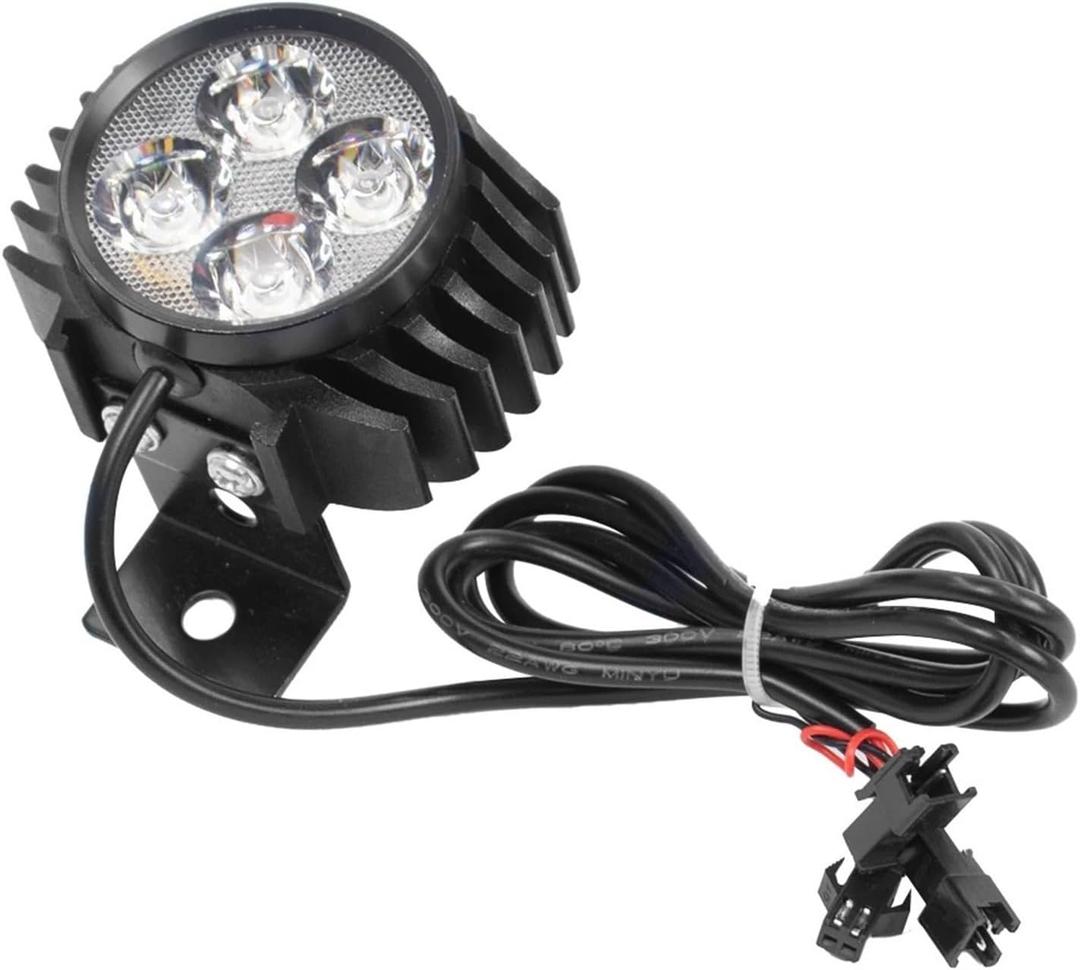 2 in 1 Horn Headlight Electric Scooter Front Light Compatible with KUGOO M4 PRO E-Bike Compatible with 12-80V Night Safety Front Light Lamp Accessories (Black)