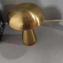 Brushed Gold Mushroom Table Lamp, Cordless Rechargeable LED Metal Lamp, Tap Touch 3-Color Modes Changing Light, Small Portable Accent Lamp for House, Restaurant, Hotel, Bars, Travel, Emergencies