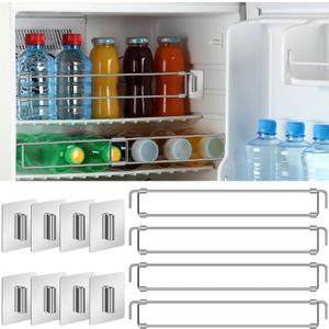 Yaocom 4 Pcs Rv Refrigerator Bars 12.44"-22.63" Adjustable Stainless Steel RV Fridge Tension Rods Refrigerator Accessories Extendable Food and Drink Stabilizers Prevent Messy Spills During Travel