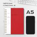 Spiral Notebook-5.75" x 8.125" College Ruled Journal with Inner Pockets and 160 Pages,PU Leather Cover Business Journal, Twin-Wire Binding Notebook Perfect for Office & Home School Supplies Dark Red
