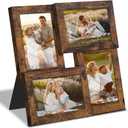 4x6 Collage Picture Frame Tempered Glass Front, Displays Four 4x6 Photo, Family Photo Collage Frame, Wall Decor Wall Hanging or Tabletop, Brown