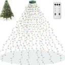 Aneeway 400 LED Christmas Tree Lights, Christmas Lights with 8 Light Modes & Memory Function, 6.6FT x 16 String Light with Timing Function & Remote Control for Xmas Ornaments - Multicolor