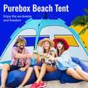 Beach Tent Sun Shelter Pop Up Easy Setup in 3S Instant Tents for 4/5 Person Beach Umbrella Sun Shelter Shade, UV 50+ Protection, Wind Resistant, Lightweight Portable Baby Tents Shade for Family