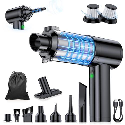 Yedop Car Vacuum Portable Cordless, 35000Pa High Power Brushless Motor Handheld Vacuum, 6-in-1 Rechargeable Mini Cleaner with Air Duster for Car, Home, Pet Hair, Keyboard,Gray