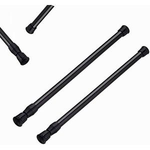 Wellgoods 2-Pack Adjustable Tension Rods 40-70cm - Black | Heavy Duty No Drill Shower Curtain Rods | Spring-Loaded Closet, Kitchen, Bathroom Organizer