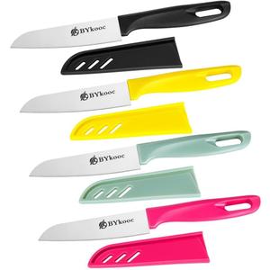 8 pieces Paring Knives (4PCS Peeling Knives and 4PCS Knife Sheath), Ultra Sharp Vegetable and Fruit Knife, German Steel Small Kitchen Knife with PP Plastic Ergonomic Handle