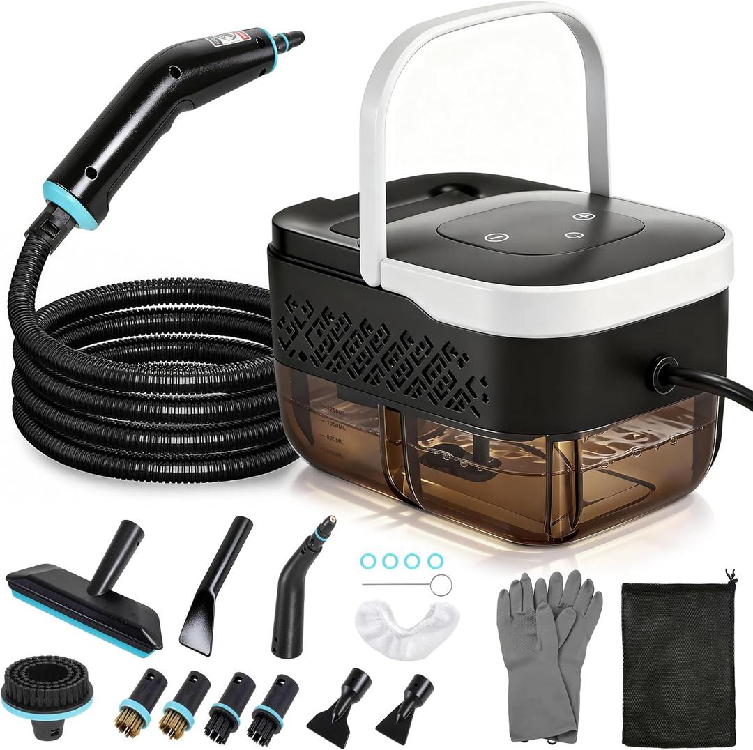 BEAMNOVA Handheld Steam Cleaner, Car Steamer for Auto Detailing, High-Pressure Multi-Purpose Steam Cleaning Machine, 42 oz, for Car Interior, Kitchen, Bathroom, Grout & Tile, Floors, White