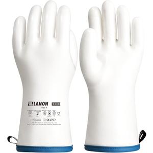 LANON Liquid Silicone Gloves, Heat Resistant Oven Gloves with Fingers, Food Grade, Waterproof, White, Large