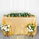 ShinyBeauty Gold Tablecloth 50X80-Inches Sequin Tablecloths Rectangular Party Decor Shimmer Golden Tablecloth Glitter Table Linen for Wedding, New Year,Ceremony