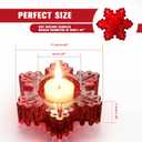 Tealight Candle Holder Set of 2, Red Glass Tealight Holder for Xmas Ornament, Snow Candle Holder Stand for Christmas Table Centerpieces Decoration, Red