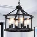 21.5'' Large Black Chandeliers Farmhouse Light Fixtures Vintage Rustic Cage Pendant Light Kitchen Island for Dining Room Foyer Entryway Living Room