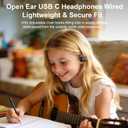 USB C Earbuds Wired Open Ear Headphones for iPhone 17 16 Pro 16e 15/Samsung S26 S25 Ultra S24 S23,Over Ear Earbuds with Ear Hooks&Microphone C Plug Sports Corded Headset for iPad 10 11/Android Running