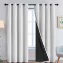 Yakamok 100% Blackout Curtains 84 Inches Long, 2 Thick Layers Heat and Full Light Blocking Soft Thermal Insulated Drapes for Bedroom(52" Wide Each Panel, Greyish White, 2 Panels)