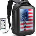 Led Backpack with Programmable Screen,HD Color Screen App Control 17 inches Laptop Backpack, Waterproof led bag, Travel, Motorcycle Backpack