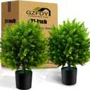 21-Inch Artificial Cedar Ball Trees (Set of Two)  Lifelike, UV-Resistant Decor for Indoor & Outdoor Use  Enhance Your Space with Vibrant Greenery