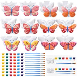 Foilswirl 24 Set Thanksgiving Turkey Ceramic to Paint Thanksgiving DIY Painting Kit Paint Your Own Fall Pumpkin Crafts Unpainted Turkey Figurine Plaster with Brushes Bags for Decor Party Favor Gifts